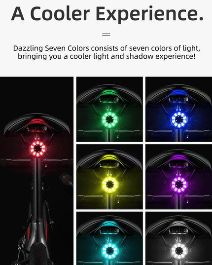 ROCKBROS Bicycle Rear Light USB Charging Safety Warning Cycling Light Colorful Bicycle Tail Light Bike Light Bike Accessories