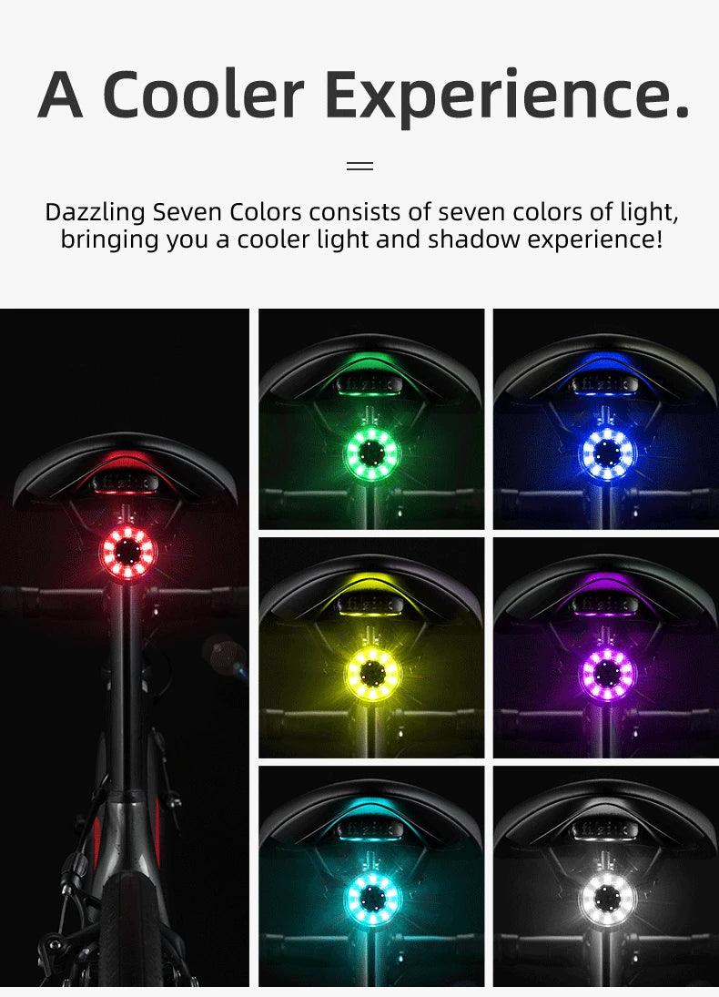 ROCKBROS Bicycle Rear Light USB Charging Safety Warning Cycling Light Colorful Bicycle Tail Light Bike Light Bike Accessories