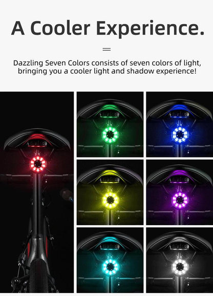 ROCKBROS Bicycle Rear Light USB Charging Safety Warning Cycling Light Colorful Bicycle Tail Light Bike Light Bike Accessories