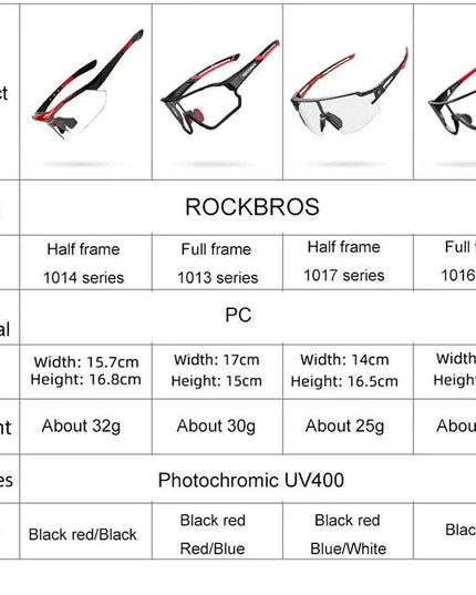 ROCKBROS Photochromic Cycling Glasses Bike Bicycle Glasses Sports Men's Sunglasses MTB Road Cycling Eyewear Protection Goggles