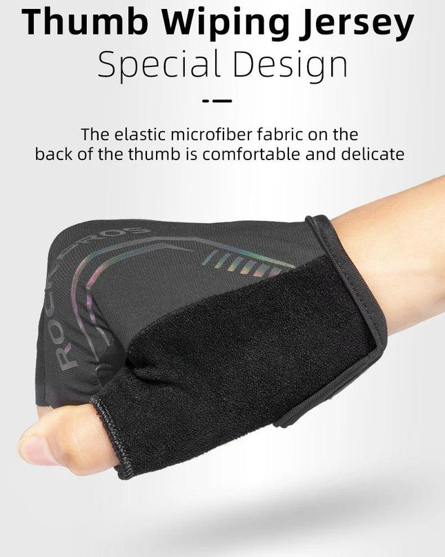 ROCKBROS MTB Road Male Cycling Gloves High Reflective Ant-slip Shockproof Fingerless Gloves For Bicycle Motorcycle Accessories