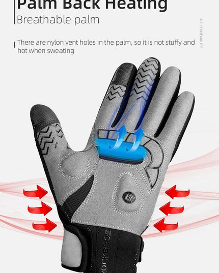 ROCKBROS Warm Bicycle Women Men's Gloves Winter SBR Touch Screen USB Heated Gloves Windproof Plam Breathable Motor E-bike Gloves