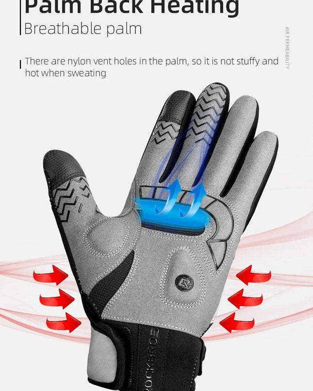 ROCKBROS Warm Bicycle Women Men's Gloves Winter SBR Touch Screen USB Heated Gloves Windproof Plam Breathable Motor E-bike Gloves