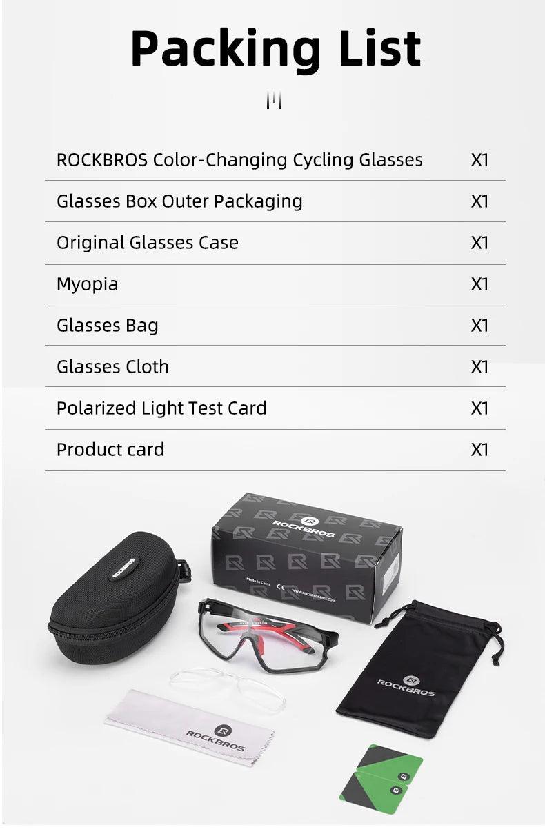 ROCKBROS Cycling Glasses Photochromic MTB Road Bike Glasses UV400 Protection Sunglasses Ultra-light Sport Safe Eyewear Equipment