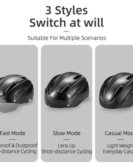ROCKBROS Bicycle Helmet Men EPS Integrally-molded Breathable Cycling Helmet Men Women Goggles Lens Aero MTB Road Bike Helmet