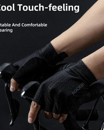 ROCKBROS Cycling Gloves Autumn Spring MTB Bike Gloves SBR Pad Half Finger Bicycle Goves Men Women Breathable Shockproof Gloves
