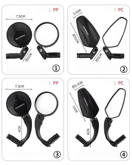 ROCKBRSO HD View MTB Road Bike Mirrors 360 Angle Adjustable Handlebar Wide Range Rearview Mirror For Motorcycle Accessories