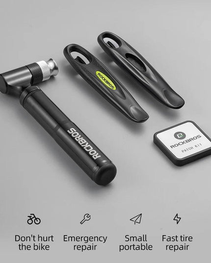 ROCKBROS Bicycle Tools 130Psi AV/FV Aluminum Alloy Pump Multi Tool Soft Rubber Tire Patch Tire Lever Multitool Bike Accessories