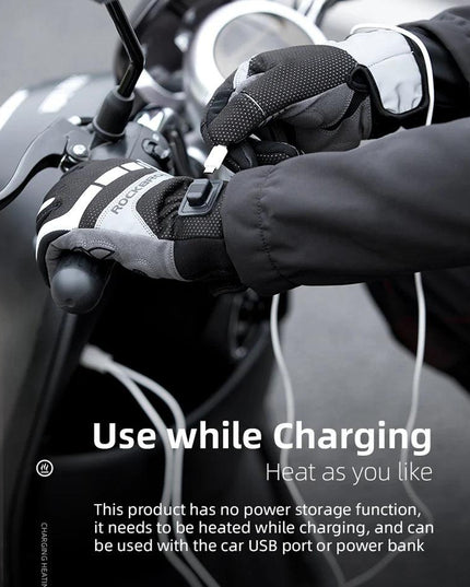 ROCKBROS Warm Bicycle Women Men's Gloves Winter SBR Touch Screen USB Heated Gloves Windproof Plam Breathable Motor E-bike Gloves