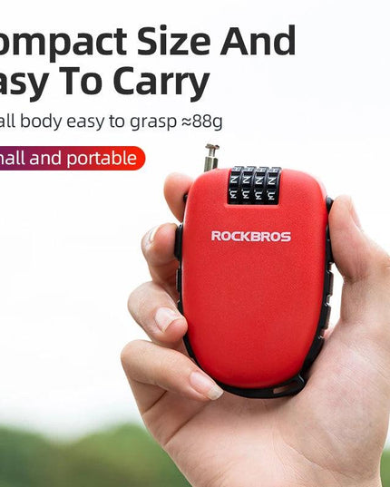 ROCKBROS Telescopic Bicycle Lock Anti-theft bike Lock Cable Helmet Lock Chain Backpack Cycling Password Lock Bike Accessories