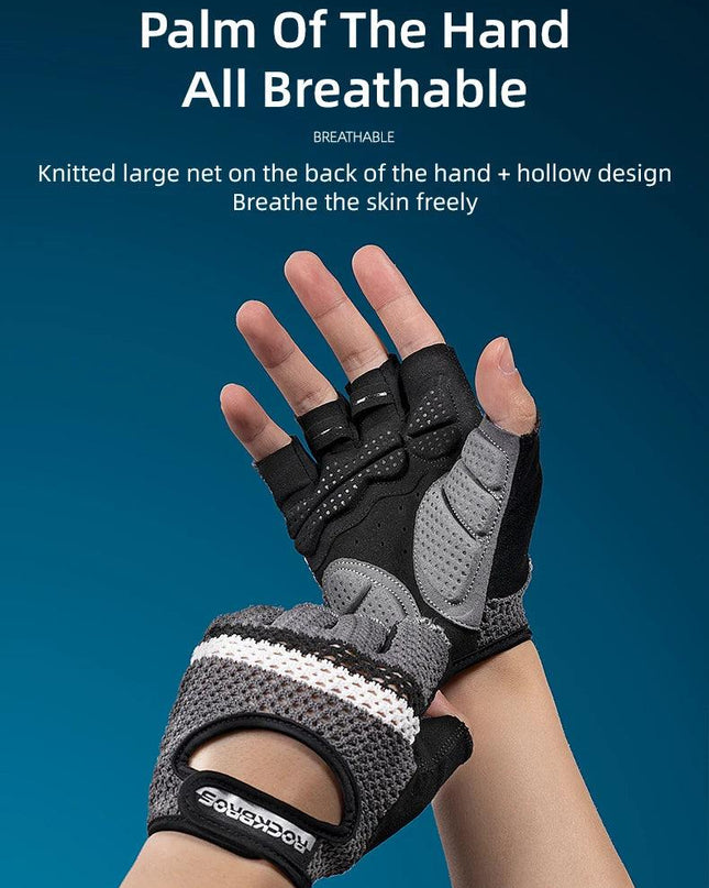 ROCKBROS Women Men's Cycling Gloves Fitness Breatahble SBR Shockproof Fingerless Gloves Moto MTB Bike Gloves Bicycle Accessories