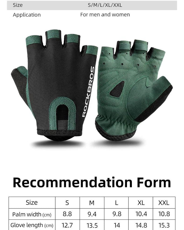 ROCKBROS Cycling Gloves Breathable Sweat-Wicking Net Bicycle Half Gloves Men Women High Stretch Fabric Sports Bike Gloves
