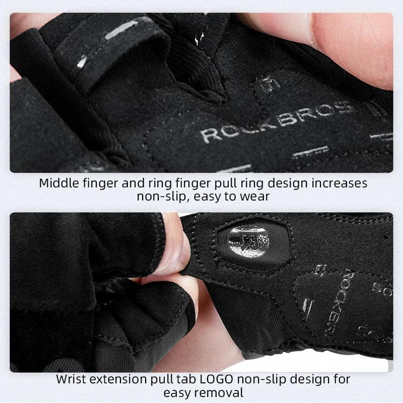 ROCKBROS Cycling Men's Gloves Breathable Shockproof Cycling Gloves Summer Fingerless Gloves MTB Mountain Bicycle Gloves Sports