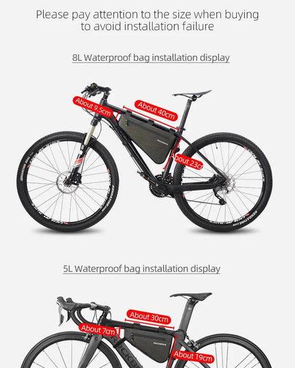 ROCKBROS Rainproof Bike Bag Large Capacity MTB Road Frame Bag Triangle Pouch Waterproof Caulking Bicycle Bag Pannier Accessories