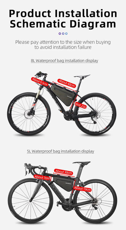 ROCKBROS Rainproof Bike Bag Large Capacity MTB Road Frame Bag Triangle Pouch Waterproof Caulking Bicycle Bag Pannier Accessories