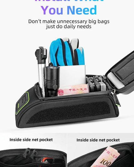 ROCKBROS Bicycle Bag MTB Road Bike Bag Rainproof Touch Screen Cycling Front Tube Frame Bag 5.8/6.0 Phone Case Bike Accessories