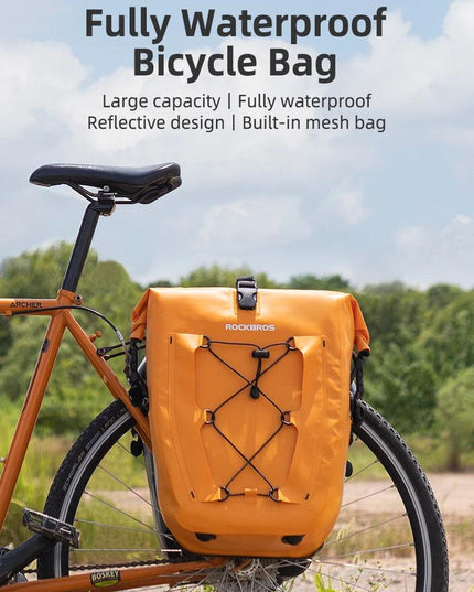 Rockbros Waterproof Bike Bag 25L Travel Cycling Bag Basket Bicycle Rear Rack Tail Seat Trunk Bags Bicycle Bags Panniers 1PCS