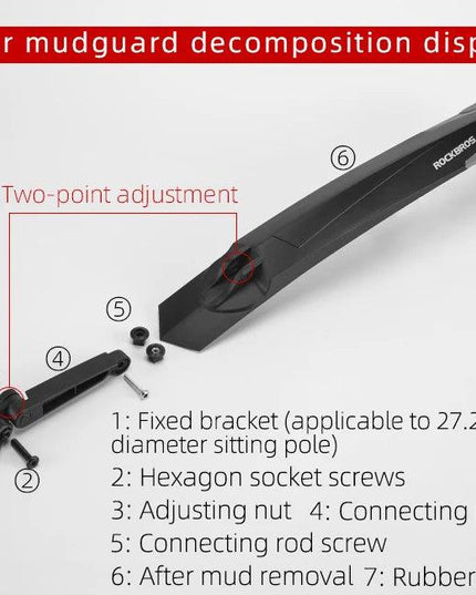 ROCKBROS Fender Mtb Rubber Tail Soft MTB Bike MTB Bike Widen Front Rear Mudguard Adjust Any Angle Fender Bike Accessories