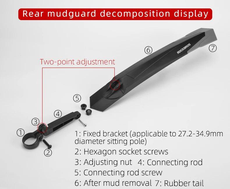 ROCKBROS Fender Mtb Rubber Tail Soft MTB Bike MTB Bike Widen Front Rear Mudguard Adjust Any Angle Fender Bike Accessories