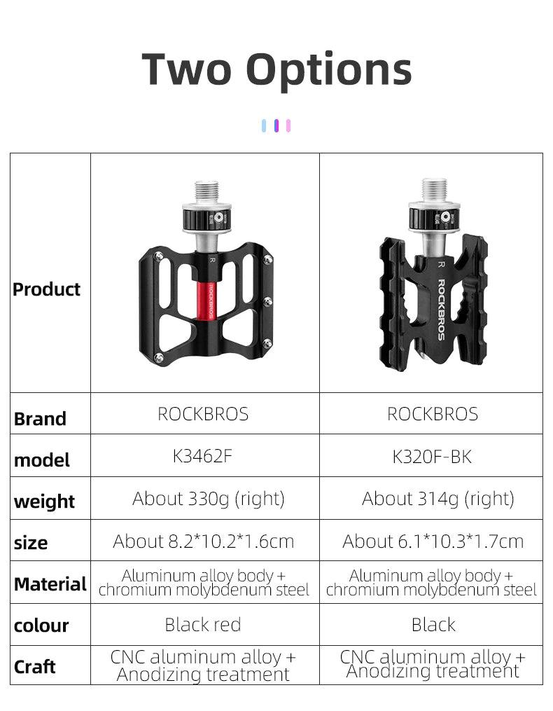 ROCKBROS Bicycle Pedales Mtb Quick Release CNC Rainproof Seal Bearing 8.2cm Widened Non-slip Chrome Molybdenum Bike Road Pedal