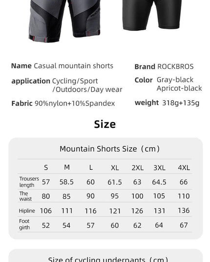 ROCKBROS 4D Women's Men's Shorts 2 In 1 With Separable Underwear Shorts Bike Shorts Climbing Running Bicycle Pants Cycling Trous