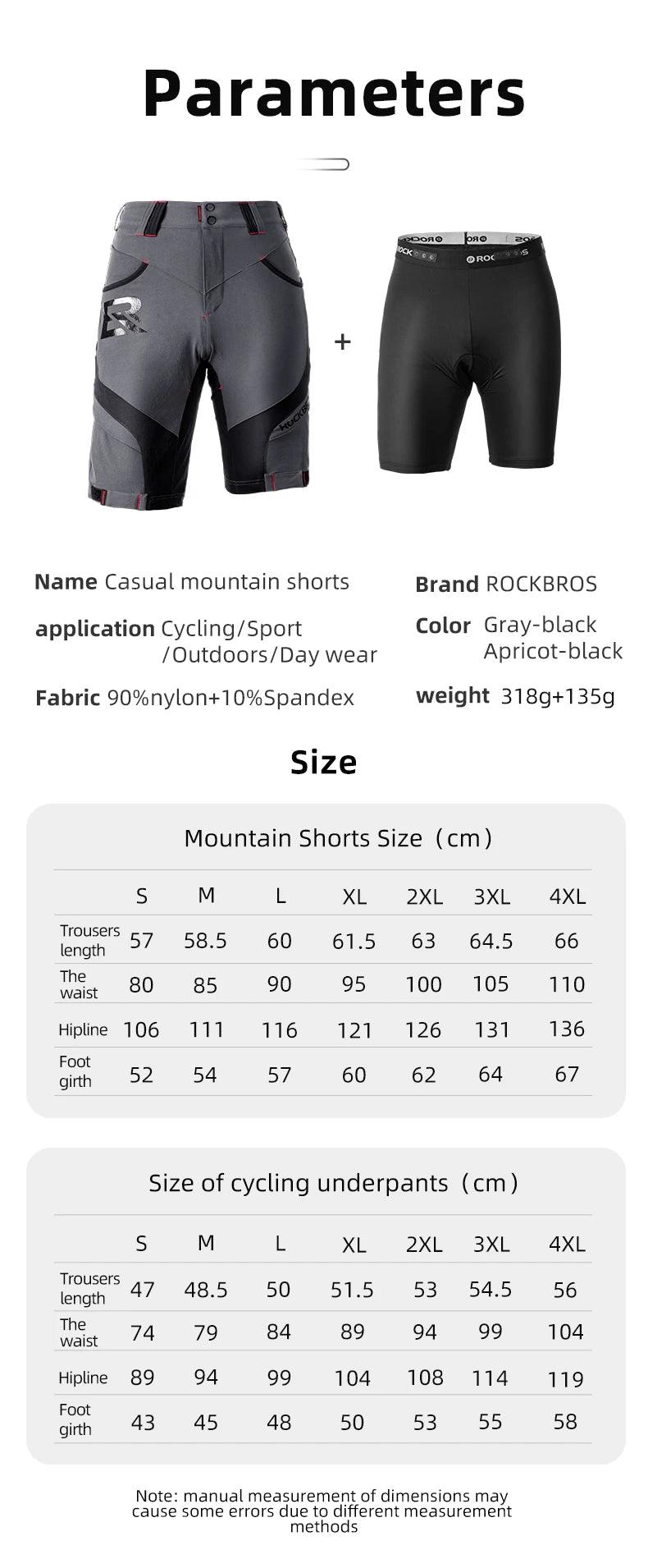 ROCKBROS 4D Women's Men's Shorts 2 In 1 With Separable Underwear Shorts Bike Shorts Climbing Running Bicycle Pants Cycling Trous