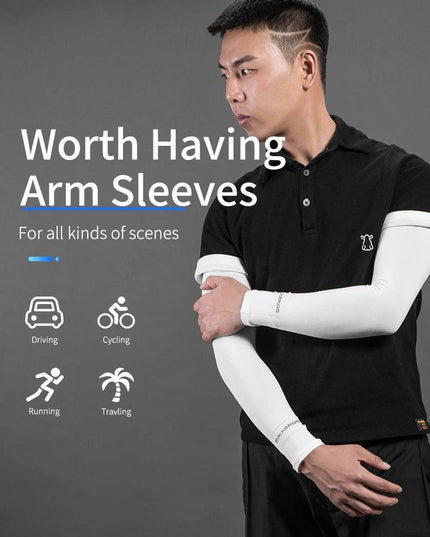 ROCKBROS Ice Fabric Running Arm Warmers UV Protect Arm Sleeves Basketball Camping Riding Outdoors Sports Wear Protective Gear
