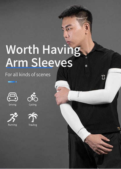 ROCKBROS Ice Fabric Running Arm Warmers UV Protect Arm Sleeves Basketball Camping Riding Outdoors Sports Wear Protective Gear