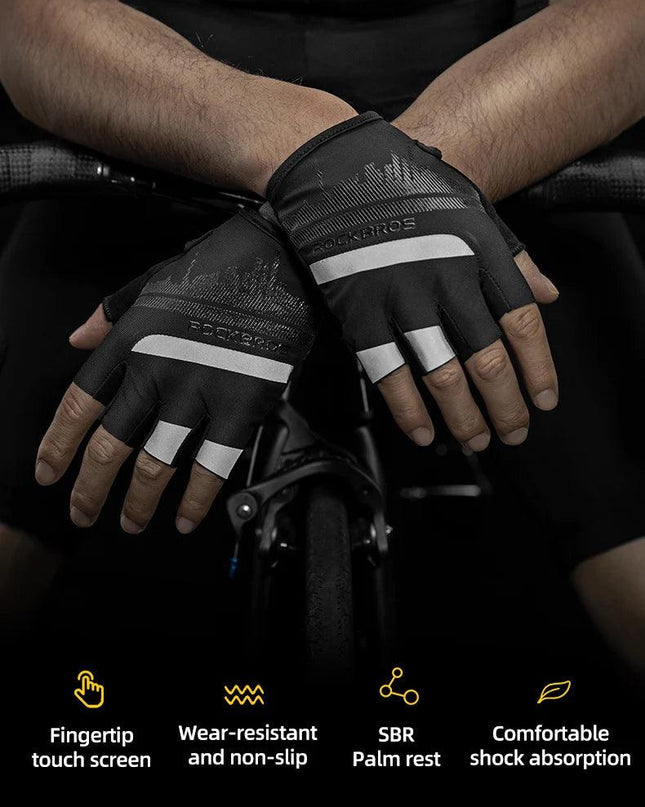 ROCKBROS Cycling Gloves Half Finger Shockproof Wear Resistant Breathable MTB Road Bicycle Gloves Men Women Sports Bike Equipment