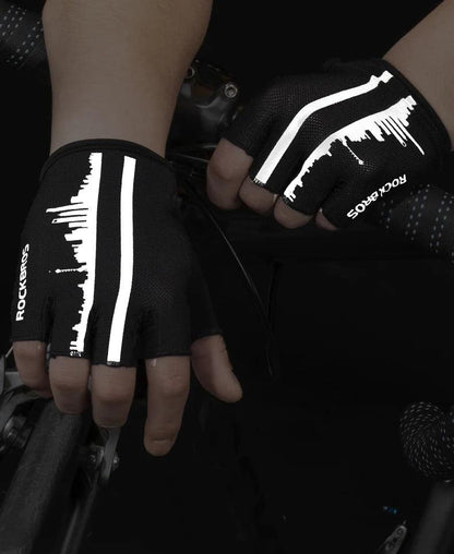 ROCKBROS Summer Cycling Half Finger Gloves Anti-slip Breathable Bicycle Gloves Men Women Anti-sweat Reflective Bike Gloves