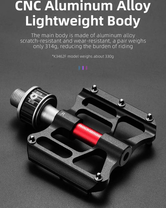 ROCKBROS Bicycle Pedales Mtb Quick Release CNC Rainproof Seal Bearing 8.2cm Widened Non-slip Chrome Molybdenum Bike Road Pedal