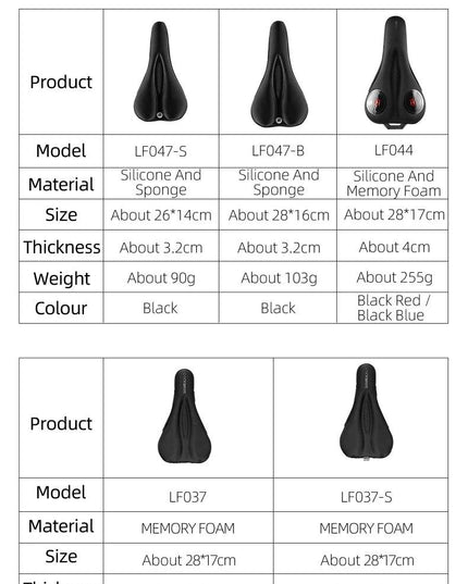 ROCKBROS Silicone Bicycle Saddle Hollow Breathable MTB Bike Seat Cushion Cover Mat Silica gel Saddle Cycling Accessories Part