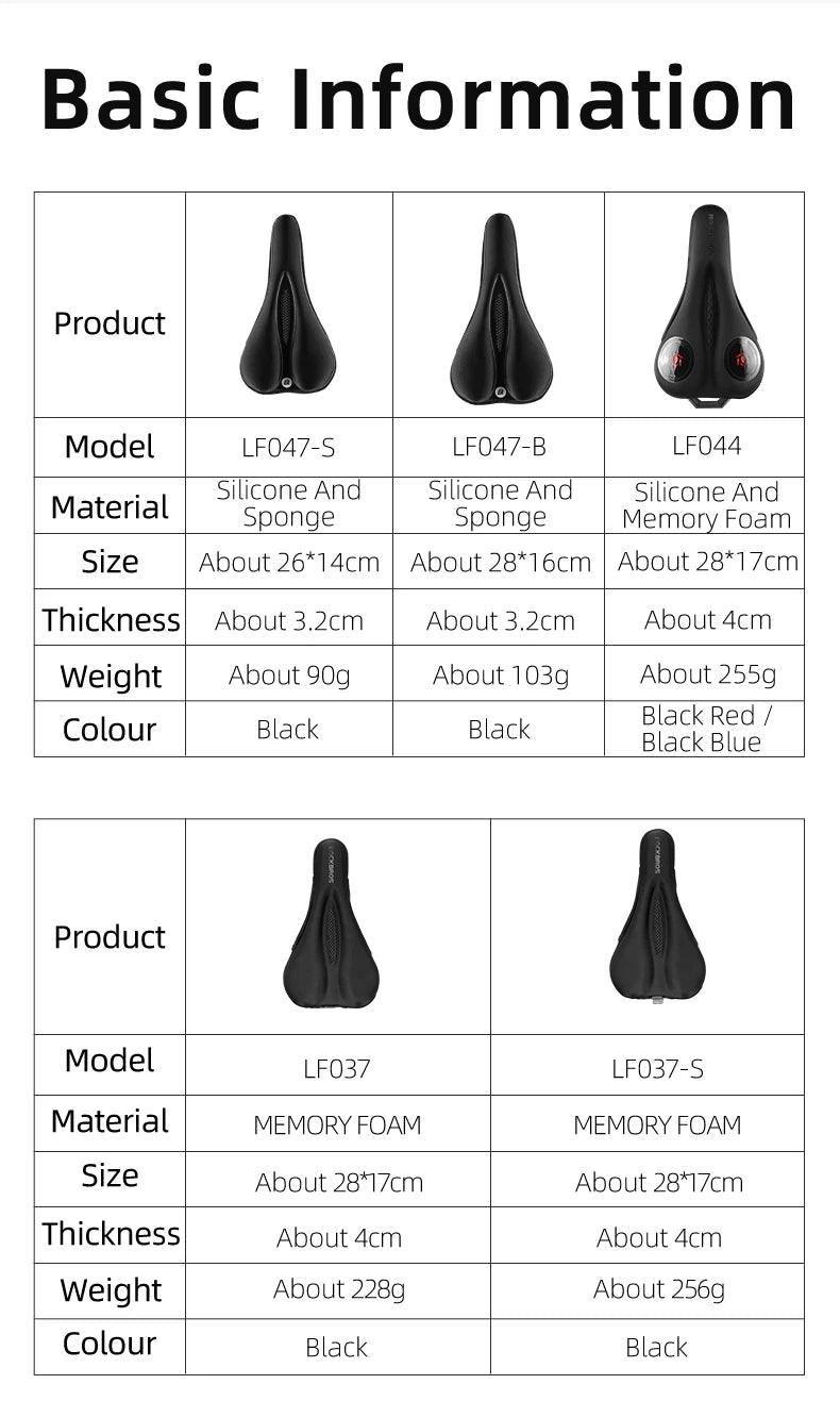 ROCKBROS Silicone Bicycle Saddle Hollow Breathable MTB Bike Seat Cushion Cover Mat Silica gel Saddle Cycling Accessories Part