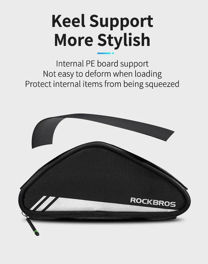 ROCKBROS Triangle Beam Bag Bicycle Top Tube Bag Bike Saddle Bag MTB Road Bike Phone Bag 0.7L High Reflective Bike Accessories