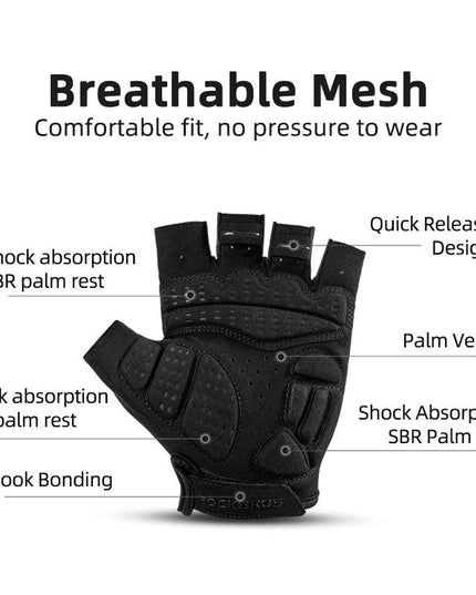 ROCKBROS Cycling Gloves Half Finger Shockproof Wear Resistant Breathable MTB Road Bicycle Gloves Men Women Sports Bike Equipment