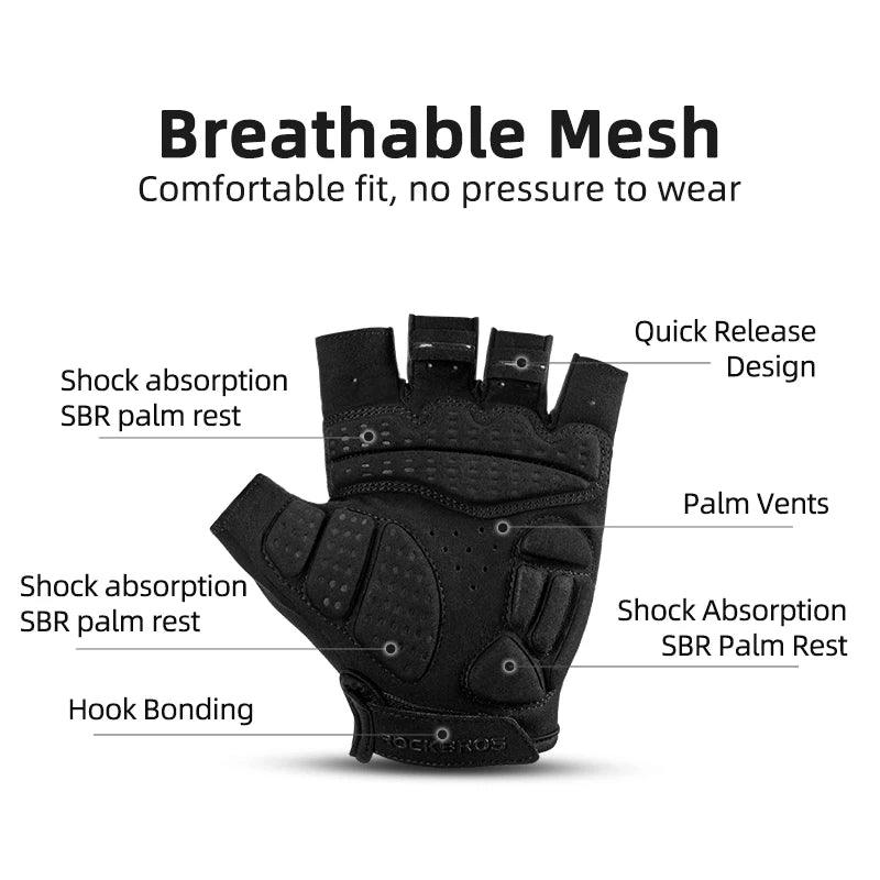 ROCKBROS Cycling Gloves Half Finger Shockproof Wear Resistant Breathable MTB Road Bicycle Gloves Men Women Sports Bike Equipment