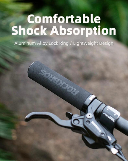 ROCKBROS Bicycle Grips MTB Silicone Sponge Handlebar Grips Anti-skid Shock-absorbing Soft Bike Grips Ultraight Cycling Handlebar