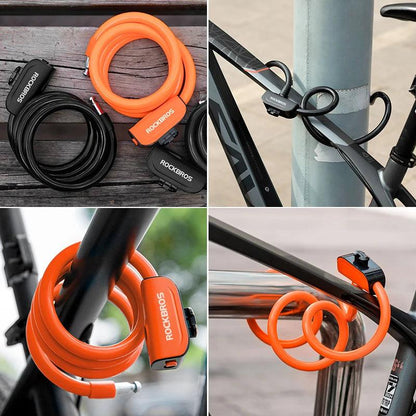 ROCKBROS Bicycle Lock Bike Portable Anti-theft Ring Lock MTB Road Cycling Cable Lock Motorcycle Vehicle Bicycle Accessories