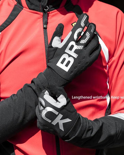 ROCKBROS Cycling Gloves Shockproof Wear Resistant SBR Men Women Full Finger Windproof Gloves Breathable Lengthen  Warm MTB Glove