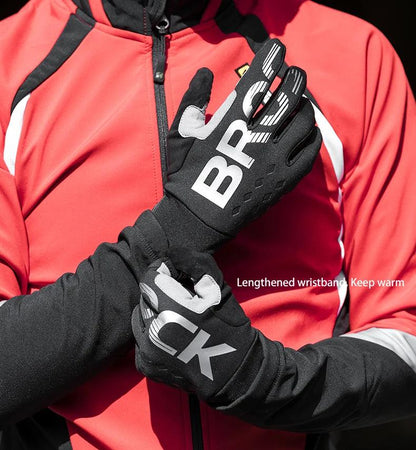 ROCKBROS Cycling Gloves Shockproof Wear Resistant SBR Men Women Full Finger Windproof Gloves Breathable Lengthen  Warm MTB Glove