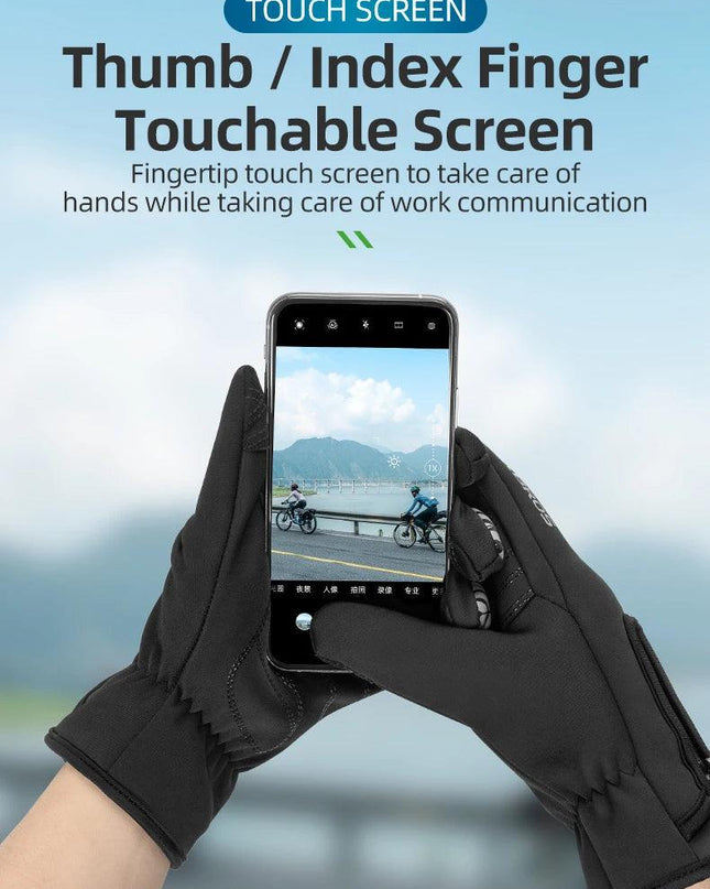 ROCKBROS Winter Bicycle Gloves Touch Screen Thermal Fleece Climbing Skiing Bike Gloves Men Women Windproof Warm Cycling Gloves