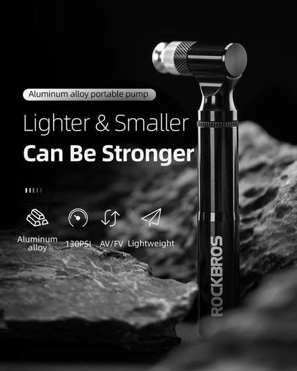 ROCKBROS Mini 130PSI Bicycle Pump Aluminum Alloy Wear-resistant Portable Drop-proof Bike Inflator For AV FV Ultralight Air Pump