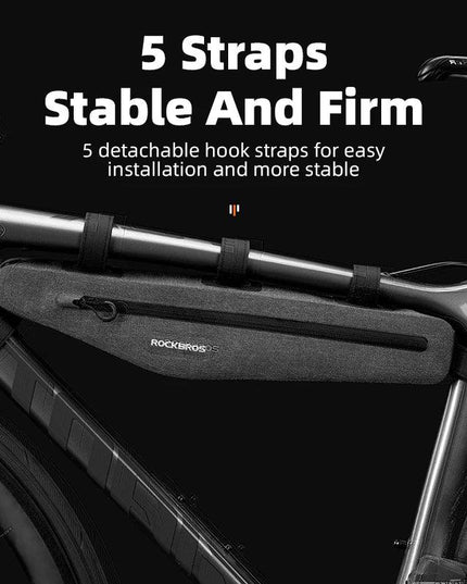 ROCKBROS 1.5L Full Waterproof Bike Bag Front Tube Triangle Lengthed Double Zipper Scratch-resistant Bicycle Bag Bike Accessories