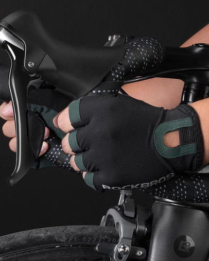 ROCKBROS Cycling Gloves Breathable Sweat-Wicking Net Bicycle Half Gloves Men Women High Stretch Fabric Sports Bike Gloves