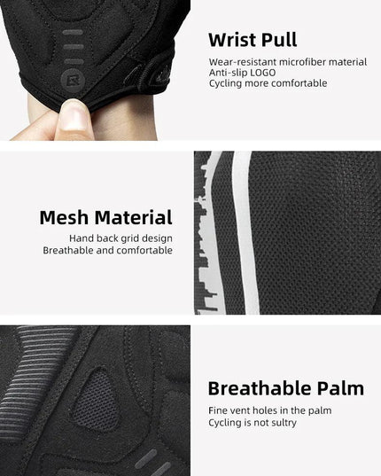 ROCKBROS Summer Cycling Half Finger Gloves Anti-slip Breathable Bicycle Gloves Men Women Anti-sweat Reflective Bike Gloves