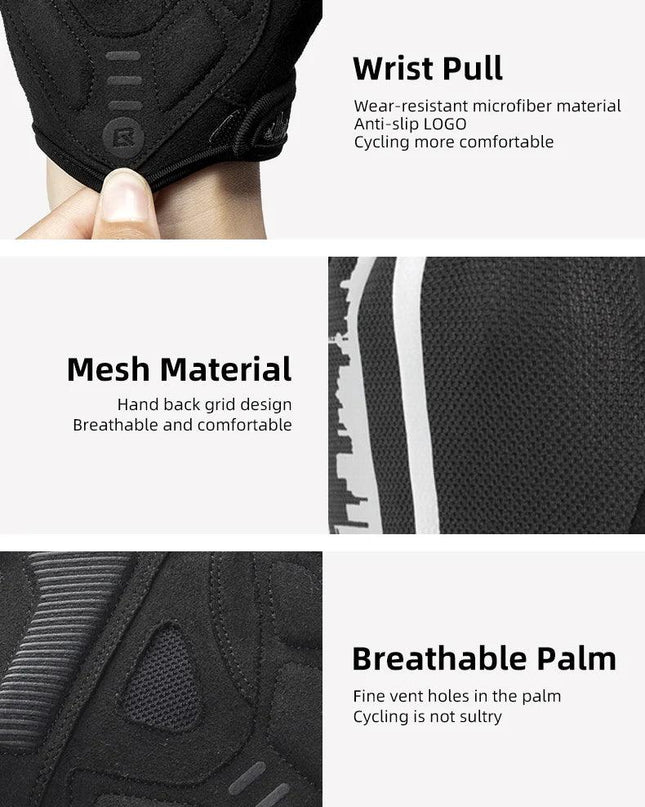 ROCKBROS Summer Cycling Half Finger Gloves Anti-slip Breathable Bicycle Gloves Men Women Anti-sweat Reflective Bike Gloves
