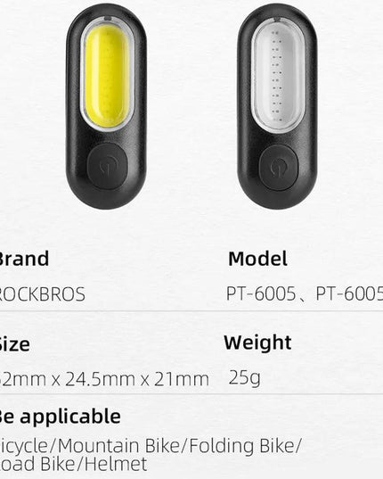 ROCKBROS Bicycle Rear Light 250 mAh USB Rechargeable Ultralight Cycling Light Warning Rainproof 5 Model Light Bike Accessories