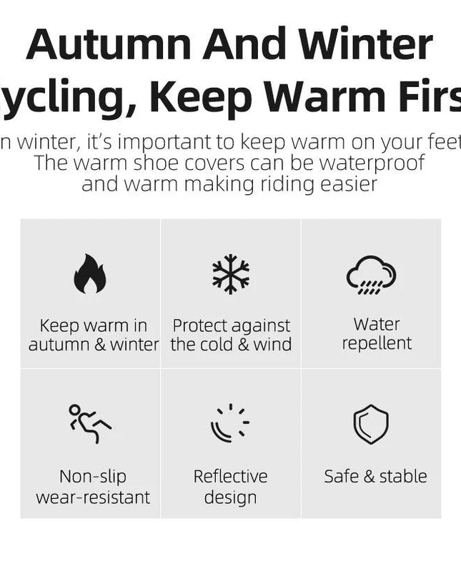 ROCKBROS Winter Waterproof Cycling Shoe Cover Reflective Thermal Elastic Rainproof Bike Shoe Cover Cycling Overshoes Boot Covers