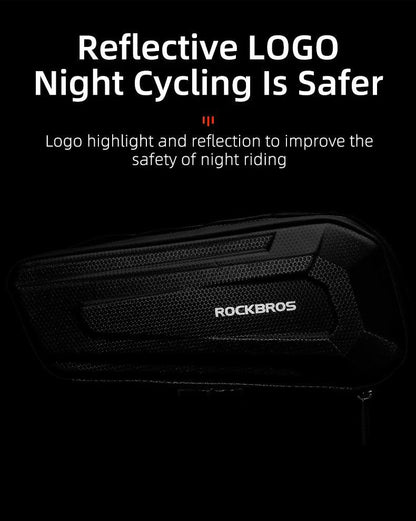 ROCKBROS Hard Shell Bicycle Bag MTB Road Bike Bag Carbon Pattern Waterproof Top Tube Bag Cycling Saddle Bag 1.5L High Capacity