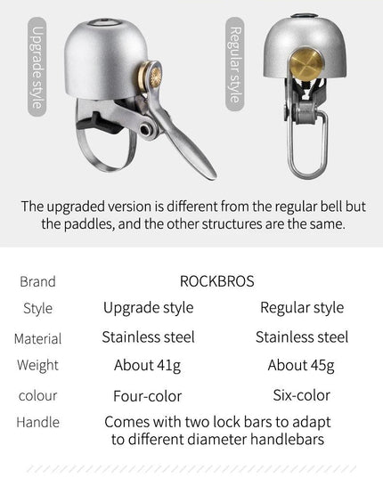 ROCKBROS Bicycle Vintage Brass Bell Ring Clear Sound Quality MTB Road Bike Retro Bell Cycling Children Horn Kid Bike Accessories